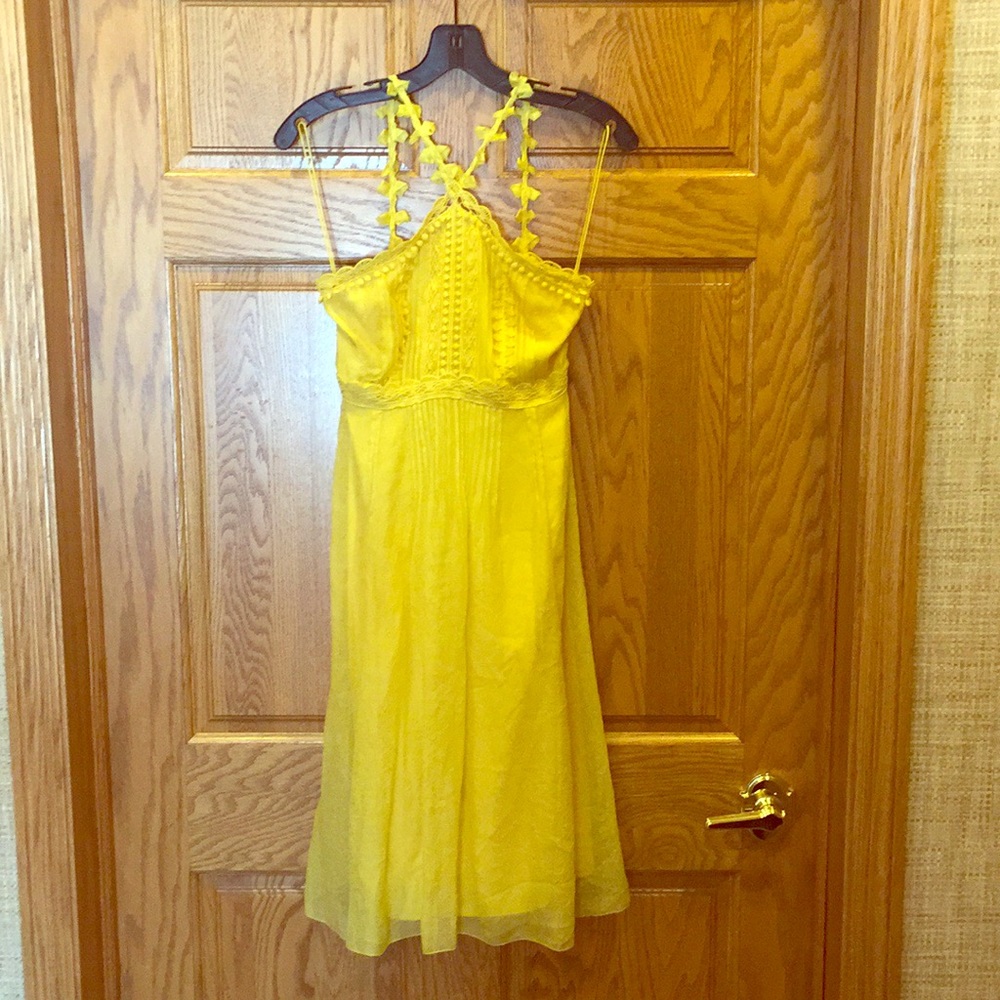 Elie Tahari Daisy Yellow Silk Sundress